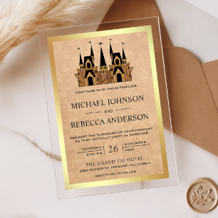 Kraft Fairytale Castle Wedding Acrylic Invitations