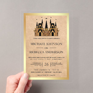 Kraft Fairytale Castle Wedding Acrylic Invitations