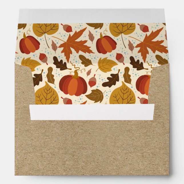 Kraft Fall Leaves Pumpkin Return Address Envelope (Back (Bottom))