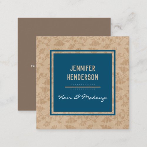 Kraft Floral Hair and Makeup Custom Business Square Business Card