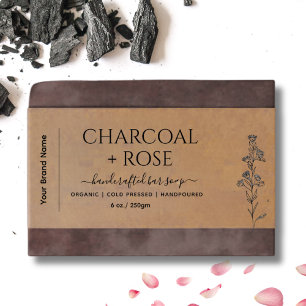 Kraft Floral lineart Homemade Soap wrap Label 