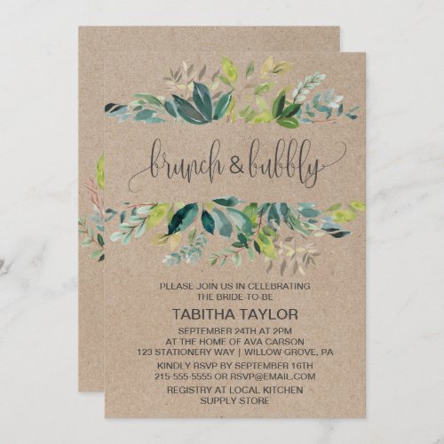 Kraft Foliage Brunch and Bubbly Invitation