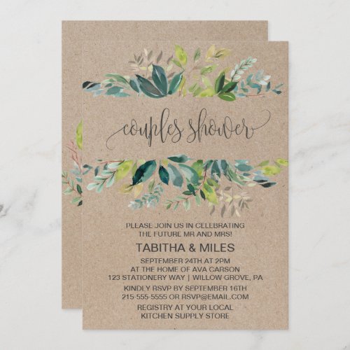 Kraft Foliage Couples Shower Invitation