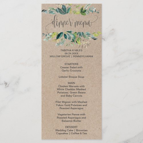 Kraft Foliage Dinner Menu Card