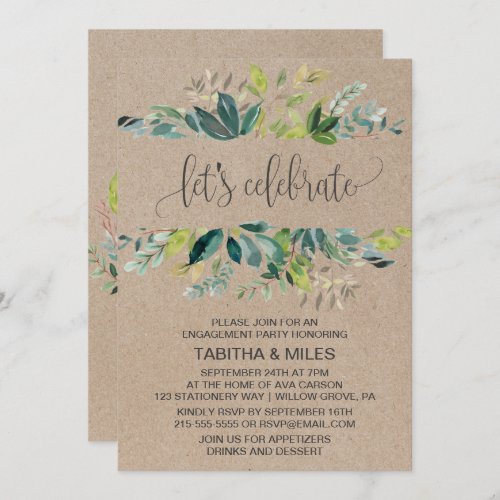 Kraft Foliage Lets Celebrate Engagement Party Invitation