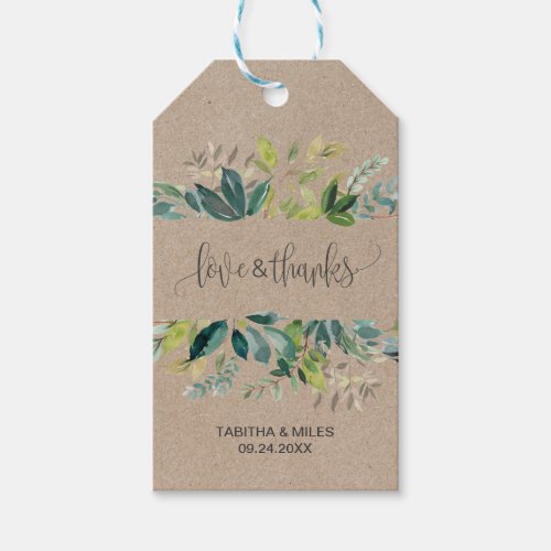 Kraft Foliage Love  Thanks Gift Tags