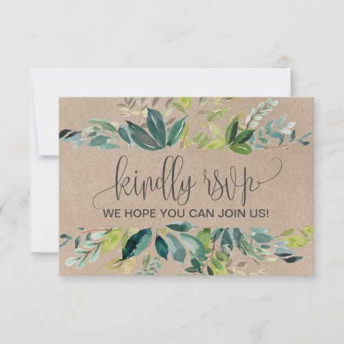 Kraft Foliage Menu Choice RSVP Card