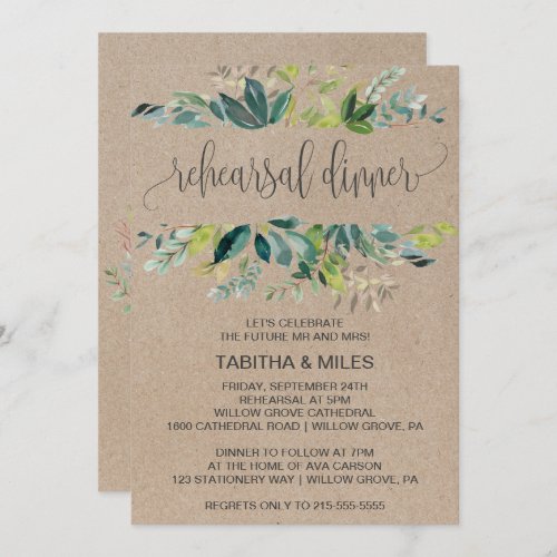 Kraft Foliage Rehearsal Dinner Invitation