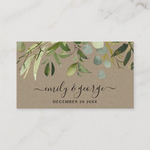 KRAFT FOLIAGE WATERCOLOR WEDDING WEBSITE RSVP BUSINESS CARD