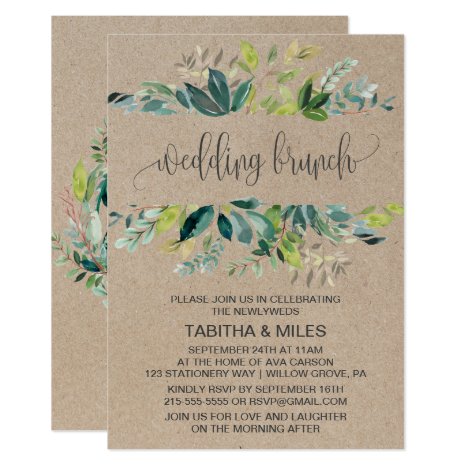 Kraft Foliage Wedding Brunch Invitation
