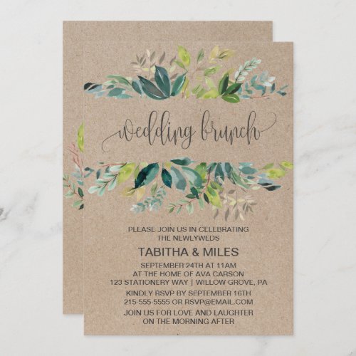 Kraft Foliage Wedding Brunch Invitation