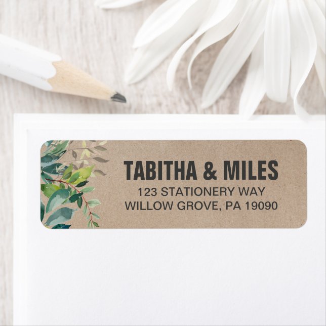 Kraft Foliage Wedding Label (Insitu)