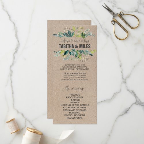 Kraft Foliage Wedding Program