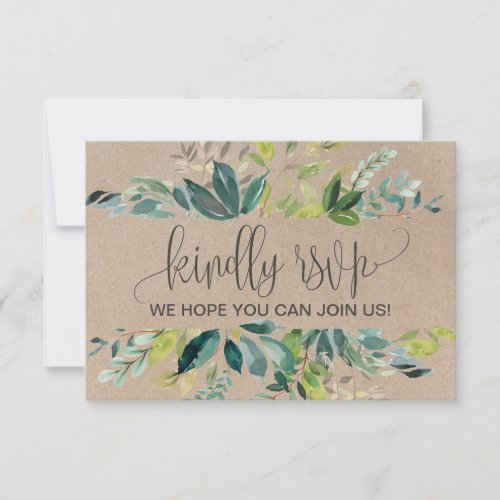 Kraft Foliage Wedding Website RSVP Card