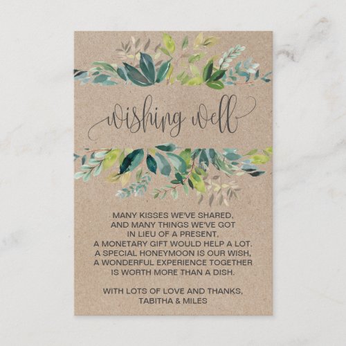 Kraft Foliage Wedding Wishing Well Enclosure Card