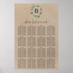 Kraft Foliage Wreath Monogram Seating Chart
