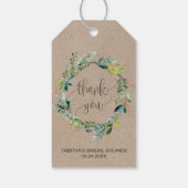 Kraft Foliage Wreath Thank You Favor Gift Tags (Back)