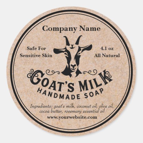 Kraft Goats Milk Soap Label Sticker Round