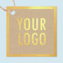 Kraft Gold Foil Hang Tags 2" Square Custom Logo