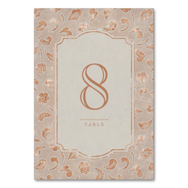 Kraft gold Lace rustic country wedding table card (Front)