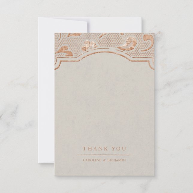 Kraft gold Lace rustic country wedding thank you (Front)