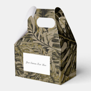 Kraft Green Tropical Palm Leaves Chic Wedding Favor Boxes