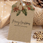 Kraft Green Winter Flower & Pine Merry Christmas Gift Tags<br><div class="desc">Kraft Green Winter Flower & Pine Merry Christmas</div>