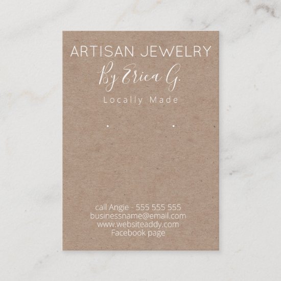 Kraft Handmade Earrings Jewelry Display Card