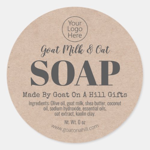 Kraft Handmade Goat Milk Oat Soap Logo Labels