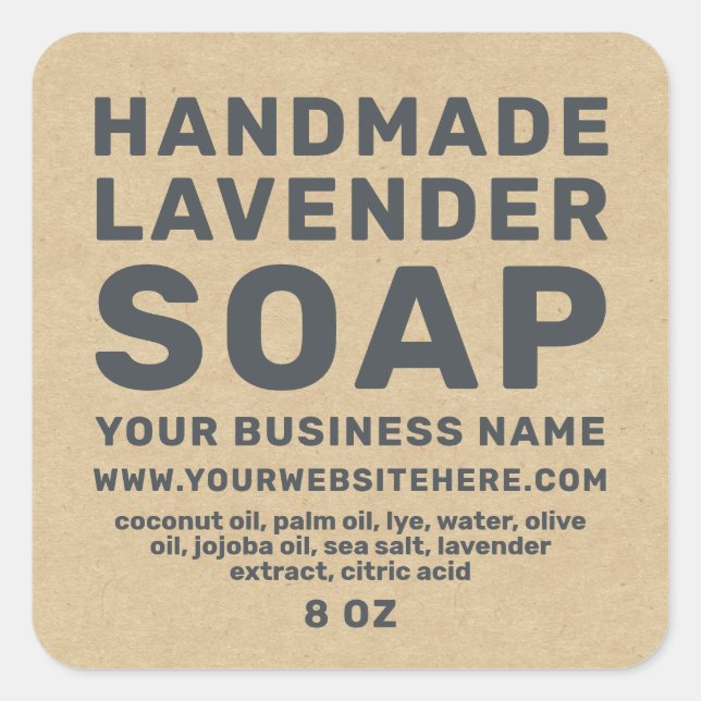 Kraft Handmade Lavender Soap Label (Front)