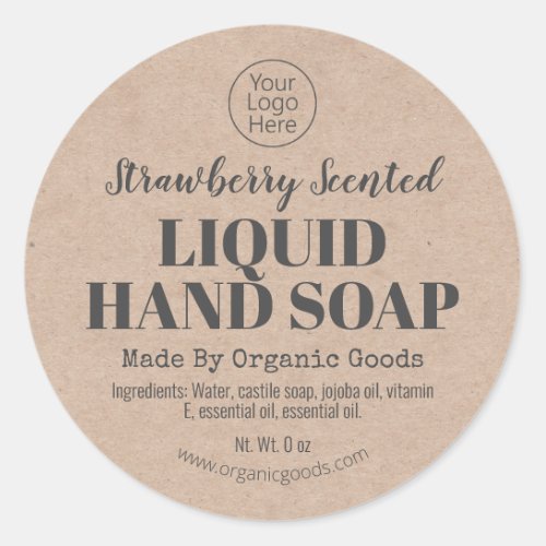 Kraft Handmade Organic Liquid Soap Labels