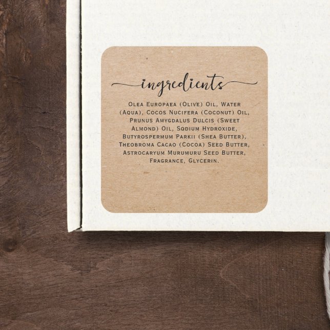 Kraft Handmade Products Ingredients List Square Sticker (Creator Uploaded)