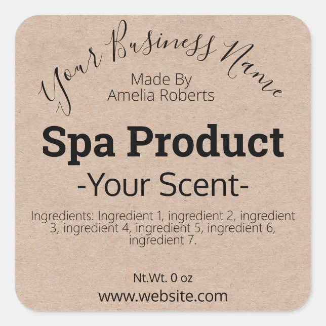 Kraft Handmade Spa DIY Product Labels | Zazzle
