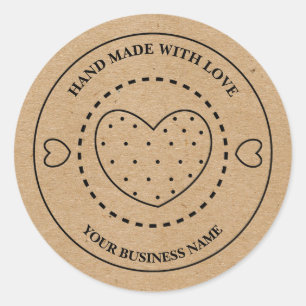 Kraft handmade with love   thank you sticker 