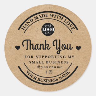 Kraft handmade with love   thank you sticker