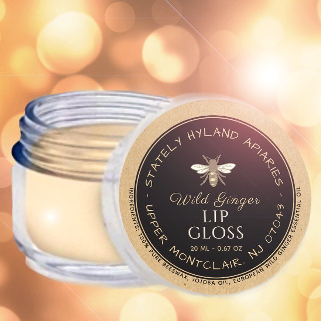 Kraft Handwritten Beeswax Lip Gloss Label Black (Creator Uploaded)