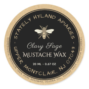 Kraft Handwritten Beeswax Product Label Black