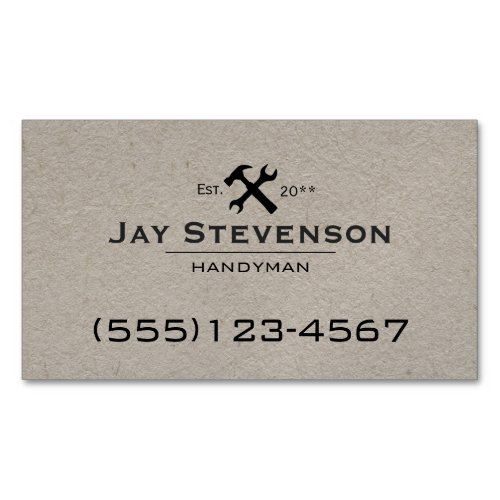  Kraft Handyman Home Repair Hammer and Wrench  Business Card Magnet
