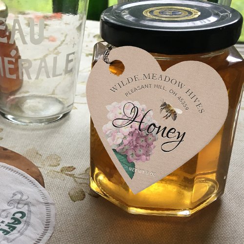 Kraft Heart Honey Jar Hang Tag Bee Flower