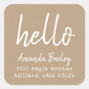 Kraft Hello Return Address Label