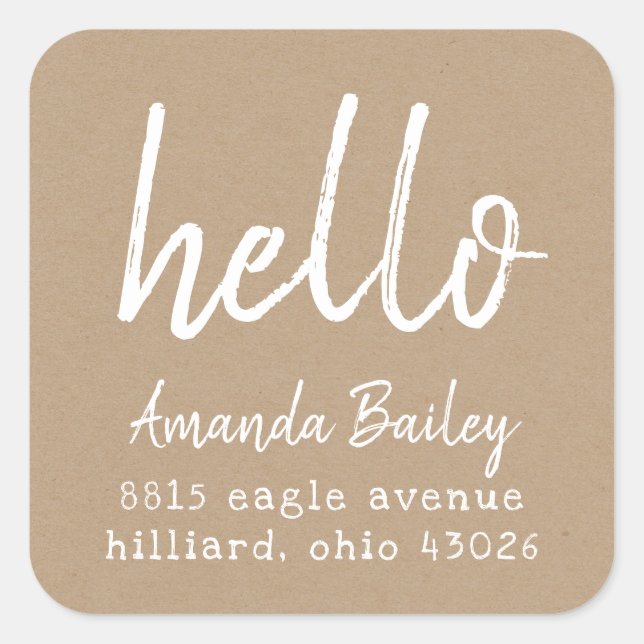 Kraft Hello Return Address Label (Front)