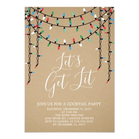 kraft holiday let s get lit party invitation zazzle com