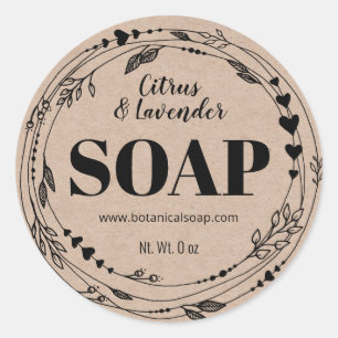 Kraft Homemade Floral Soap Labels