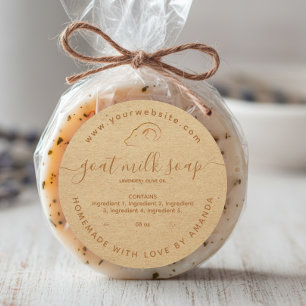 kraft homemade goat milk soap round label
