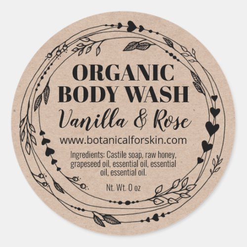 Kraft Homemade Organic Body Wash Labels