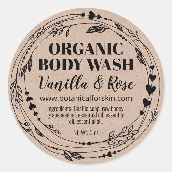 Kraft Homemade Organic Body Wash Labels