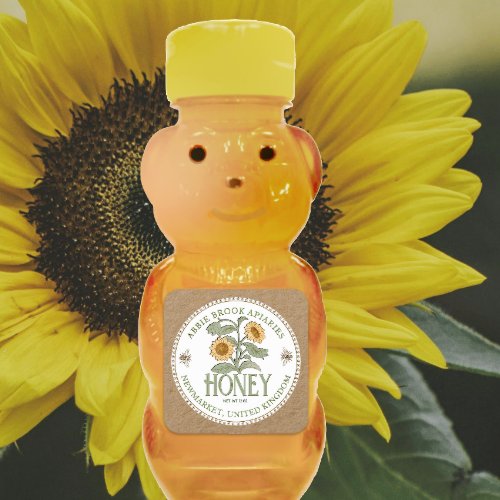 Kraft Honey Bear Label Vintage Sunflower and Bees