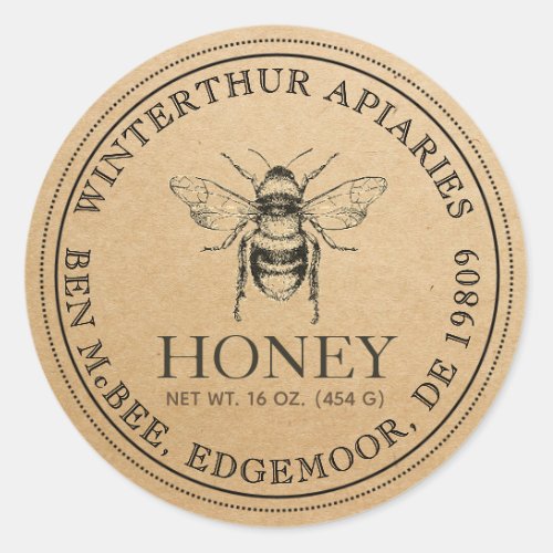 Kraft Honey Jar Vintage Bee Label