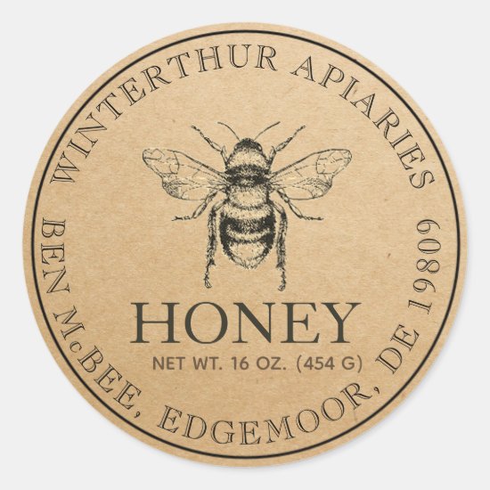 Kraft Honey Jar Vintage Bee Label