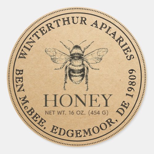 Kraft Honey Jar Vintage Bee Sticker